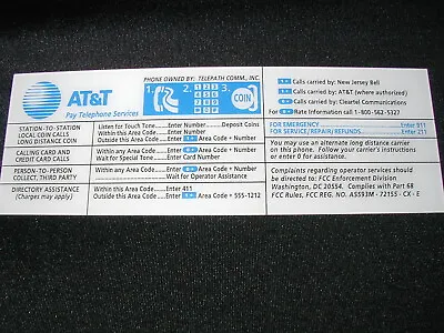 Brand New At&t Pay Phone Payphone Top Instruction Card & Clear Number Protector • $29.95
