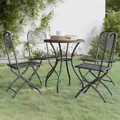 Patio Dining Set 5 Piece Expanded Metal Mesh Anthracite Garden Outdoor VidaXL Vi • $245.99