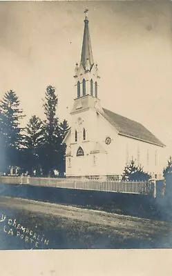 C1910 RPPC La Porte City Iowa Church With Steeple Chamberlain Co. Postcard • $8.50