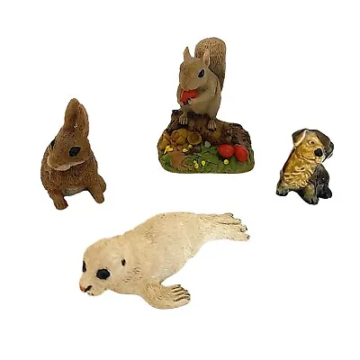 Vintage Animal Figurine Ornament X4 Squirrel Rabbit Seal Wade Whimsy Dog Set • £13.12