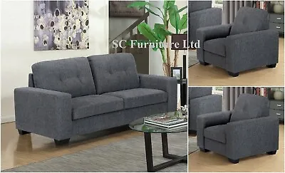 Grey Fabric 3 Seater Sofa + 2 Armchairs -dune • £699