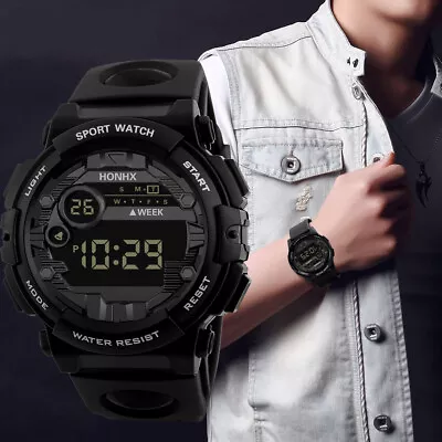 Men's LED Backlight Waterproof Sports Watch Digital Military Tactical Wristwatch • $3.36