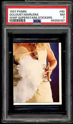 Goldust/Marlena Card 1997 Panini WWF Superstars Stickers #62 PSA 7 • $14.95
