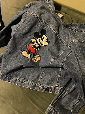 Mickey Mouse Disney Store Denim Jean Mickey Mouse Appliqué Jacket XL • $50