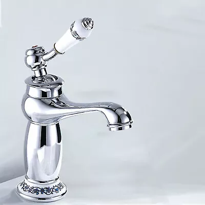 Vintage Chrome Plated Brass Bathroom Faucet Elegant Floral Single Handle Faucet • $74.07