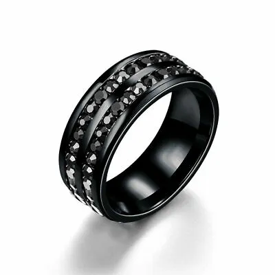Men Titanium Stainless Steel Ring Fashion Wedding Punk Jewelry Band Rings Gift • $2.62