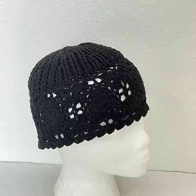 Crochet Beanie Weave Kufi Skull Cap Hat Black Stretchable Comfortable • $7.99