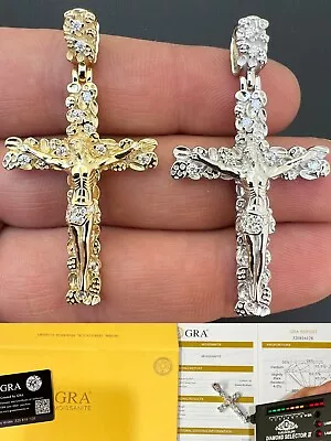 MOISSANITE Silver Gold Plated Nugget Jesus On Cross Pendant Pass Diamond Test • $67.03