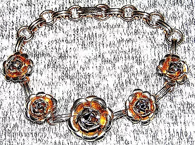 Vintage Stunning Gold Tone Pretty Rose Bracelet  • $12.99