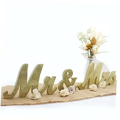 Mr Mrs Sign For Wedding TableMr And Mrs Wooden LettersLarge Mr. & Golden • $28.45
