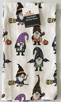 Gnomes Kitchen Towel Costumes Colorful Witches Jack-o-Lantern Halloween Cotton • £14.70