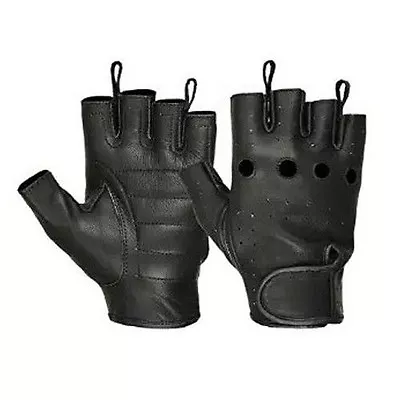 HUGGER Deerskin Leather Women's Motorcycle Fingerless Gloves Breathable Handback • $24.94