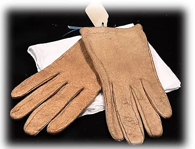 Vintage Women's Van Raalte Pig Skin Leather Driving Gloves Tan Size 6  USA • $8