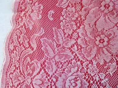 Vintage Plastic Vinyl Oval Round Tablecloth White Lace Pattern On Red Backing • $19.99