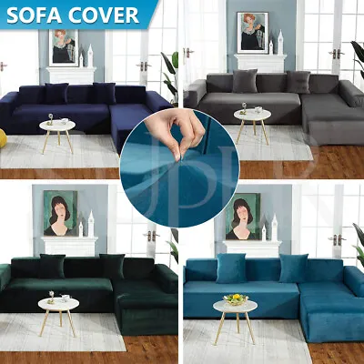 $35.59 • Buy Couch Cover Sofa Covers Lounge Stretch Velvet Fitted 1 2 3 4 Seater Slipcovers