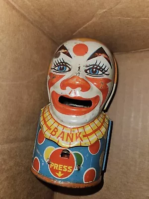 Vintage J. Chein Tin Clown Mechanical Bank -(working Order) • $32