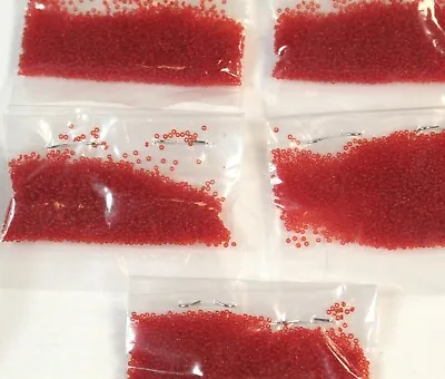 RARE TINY Antique/Vintage Micro Seed Beads-20/0 Medium Transparent Red-3.9g Bags • $6.25