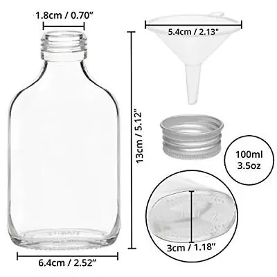 Belle Vous 20 Pack Mini 100ml/3.5oz Glass Flask Liquor Bottles With Silver Caps  • £22.56