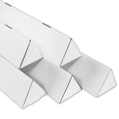 2x18 1/4  White Triangle Mailing Tubes - 50-Case Compact Document Shipping • $76.96
