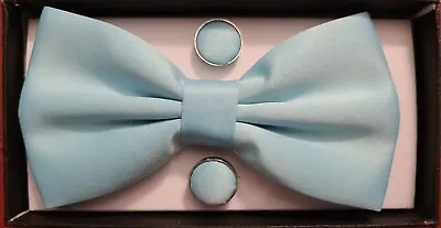 Mint Green Bow-tie With Matching Cufflinks & Pocket Squares - New • $7.95