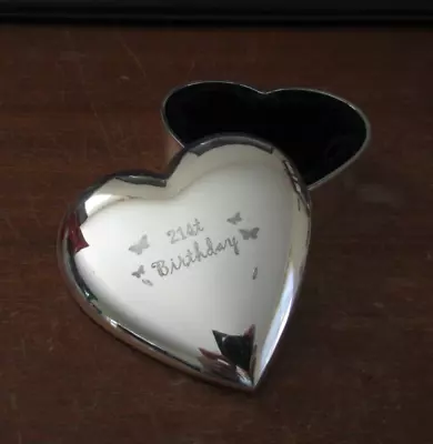 21st Engraved Birthday Heart Keepsake Trinket Jewellery Gift Box • £8.99