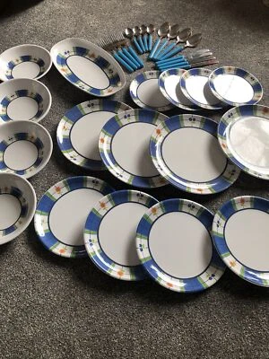 £35.50 • Buy Vintage 33 Piece Euro-mel Picnic, Caravan Dinner Set. Ideal For Show Prop