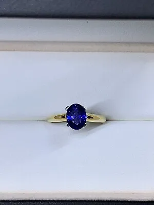 1.68ct Sapphire Royal Ceylon Solitaire Engagement Ring In 18ct Yellow Gold • £1100