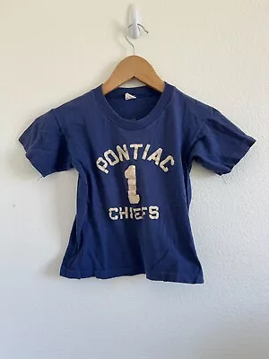Vintage 50s Champion Running Man T Shirt Kids Size 12 Pontiac ChiefsUSA • $45