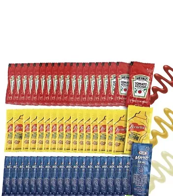 Mayo Ketchup & Mustard On-the-go Condiment Packs - 75 Packets (25 Each Flavor) • $18.55