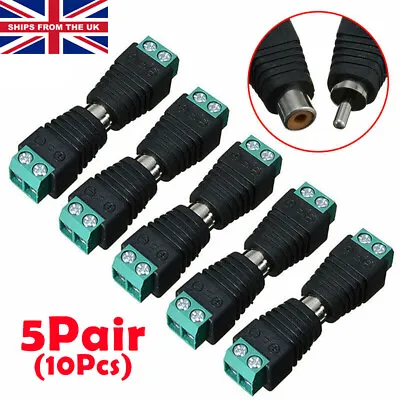£6.18 • Buy 10Pcs Speaker Wire Cable To Male + Female RCA LED Connector Adapter Jack Plug UK