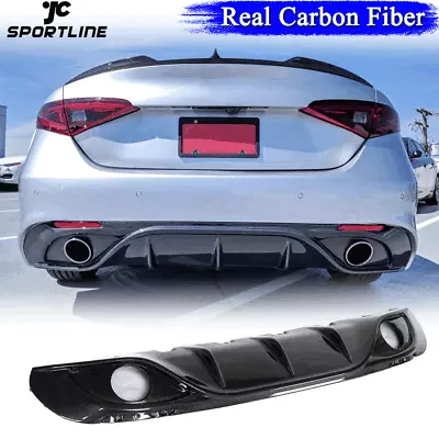 Carbon Fiber Rear Bumper Diffuser Fit For Alfa Romeo Giulia TI Sport Sedan 15-20 • $703.27