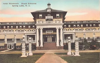 Hotel Monmouth Beach Entrance Spring Lake NJ Early Hand Colored Postcard • $12