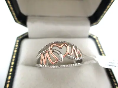 MOM RING STS .925 Sterling Silver Rose Gold Overlay NWT Sz 7 • $24.99