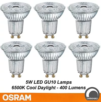 6 X OSRAM DIMMABLE LED Downlight Globes Bulbs Lamps 5W 240V GU10 Cool Daylight • $75.24