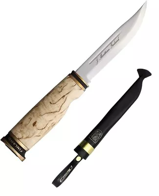 Marttiini Suomi-Finland Fixed Knife 4.25  4034 Steel Blade Curly Birch Handle • $153.49