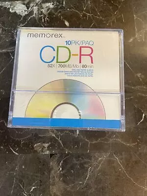 Memorex CD-R 10 Pk 52x 700 Mbps 80 Minute Blank CD With Cases NEW  • $0.99