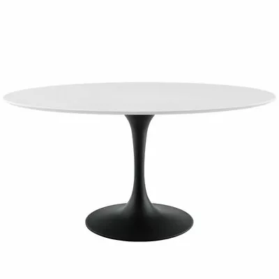 Hawthorne Collections 60  Oval Wood Top Dining Table In Black And White • $916.99