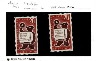 Germany - Berlin Postage Stamp #9N195 (2 Ea) Mint LH 1961 Bear (AC) • $1.69