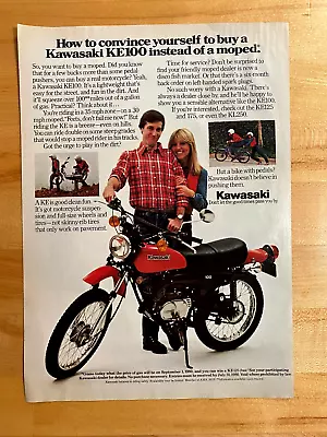 1980 Print Ad Kawasaki KE100 CONVINCING YOURSELF TO BUY A KE100 INSTEAD A MOPED • $5.99