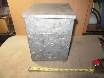 Vintage Riverview Dairy Galvanized Metal Milk Bottle Front Porch Box Cooler  Wow • $99.99