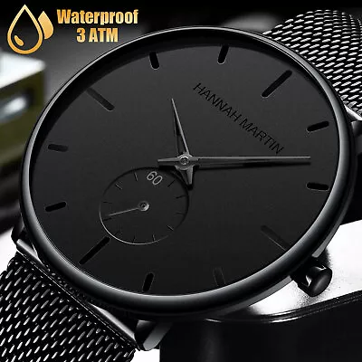 Waterproof Men's Watch Stainless Steel Quartz Analog Classic Wristwatch Business • $15.98