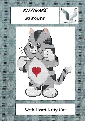 £4.50 • Buy With Heart Kitty Cat Cross Stitch Kit. Kittiwake Beginners Kit