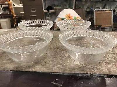 Vintage Antique Set Of Four Lattice Open Work  Cereal Dessert Salad Bowls Bowl • $19.99