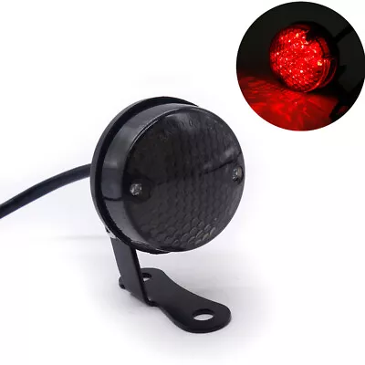 Motorcycle Round Smoke Rear LED Tail Brake Light For Cafe Bobber Cruiser Chopper • $12.40