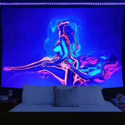 Tapestry Wall Hanging Mandala Fluorescent BlackLight UV Coupl Art Print Home Dec • $11.99