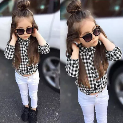 £11.99 • Buy Toddler Kids Baby Girls Outfits Button Suit Casual Tops Long Pants Clothes Set