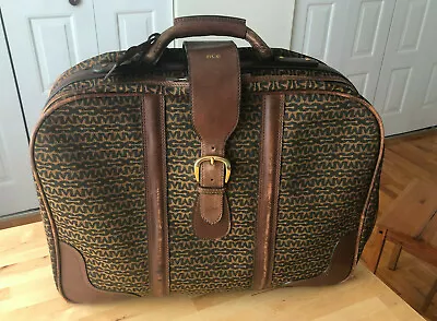 Vintage Mark Cross Ltd. Leather And Cloth Suitcase/Hand Luggage Circa 1960s • $250