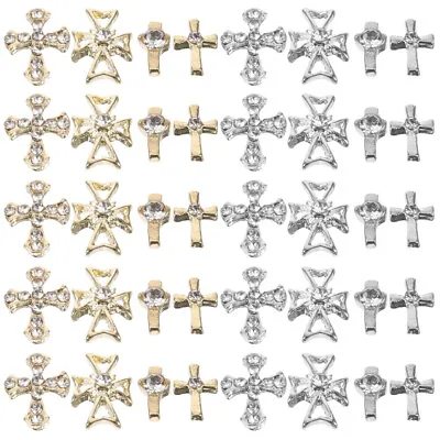 80pcs Nail Decor 3d Nail Charms Cross Nail Charms Rhinestones Cross Nail Jewels • $11.39
