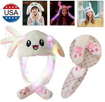 $10.39 • Buy Rabbit Hat Cute Ear Moving Jumping Funny Bunny Plush Cap For Women Girls Gifts