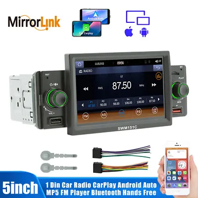 Car Stereo Radio Single Din Audio MP5 Player 5in Bluetooth CarPlay Android Auto • $60.71